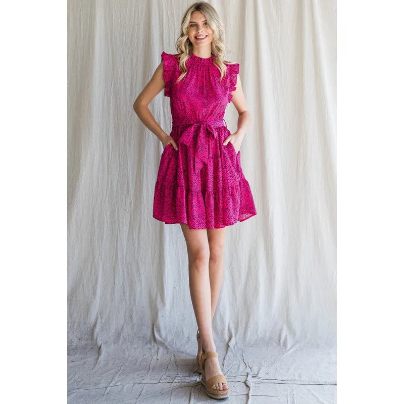 Sensing Something Good Dotted Dress - Hot Pink