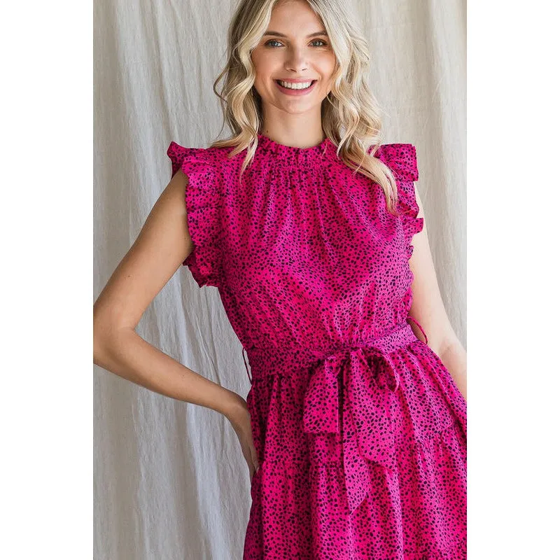 Sensing Something Good Dotted Dress - Hot Pink