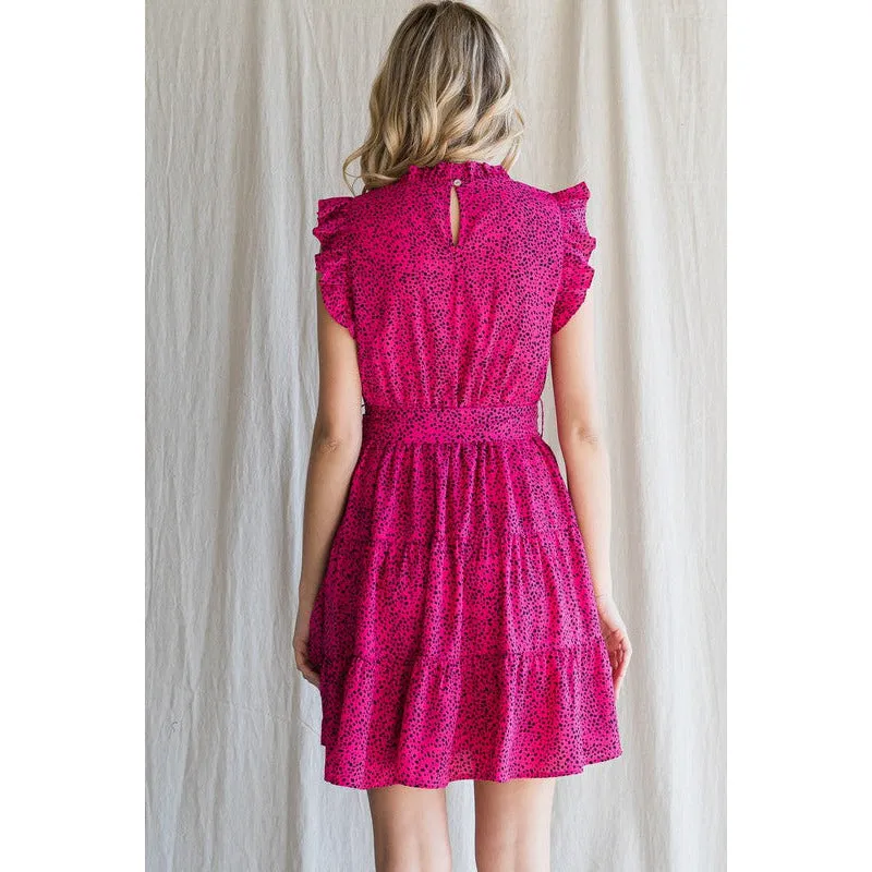 Sensing Something Good Dotted Dress - Hot Pink