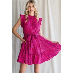 Sensing Something Good Dotted Dress - Hot Pink