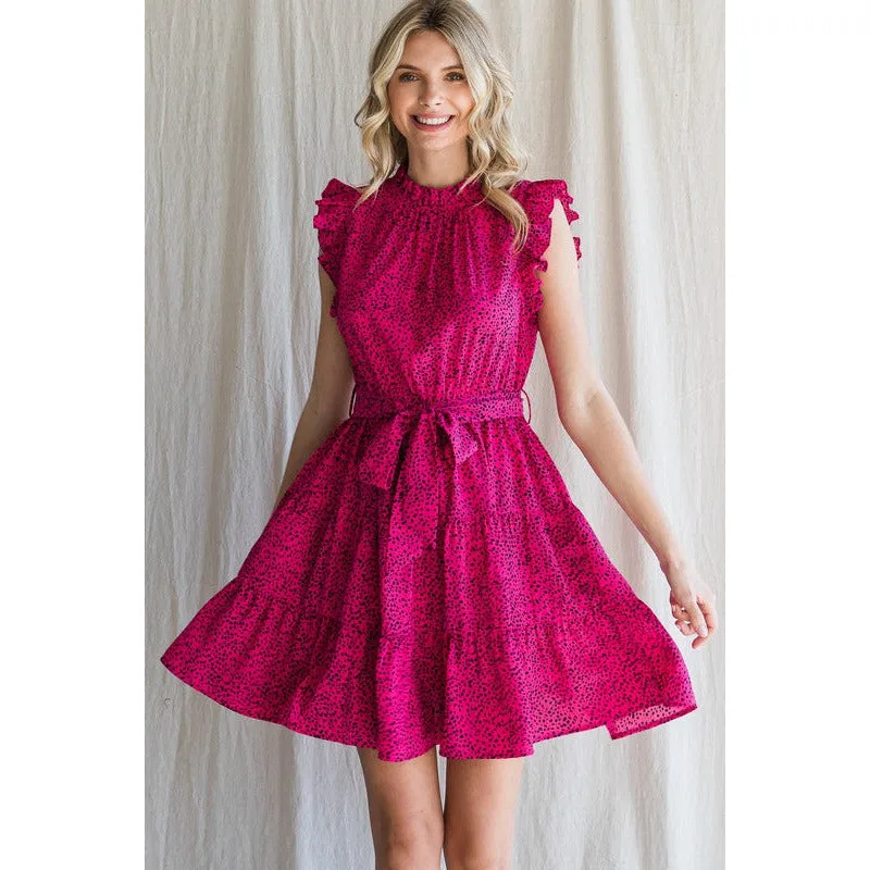 Sensing Something Good Dotted Dress - Hot Pink