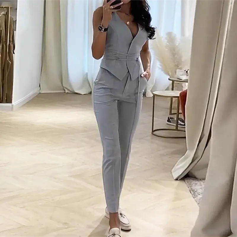 Sexy Vest Pencil Pants Two Piece Set