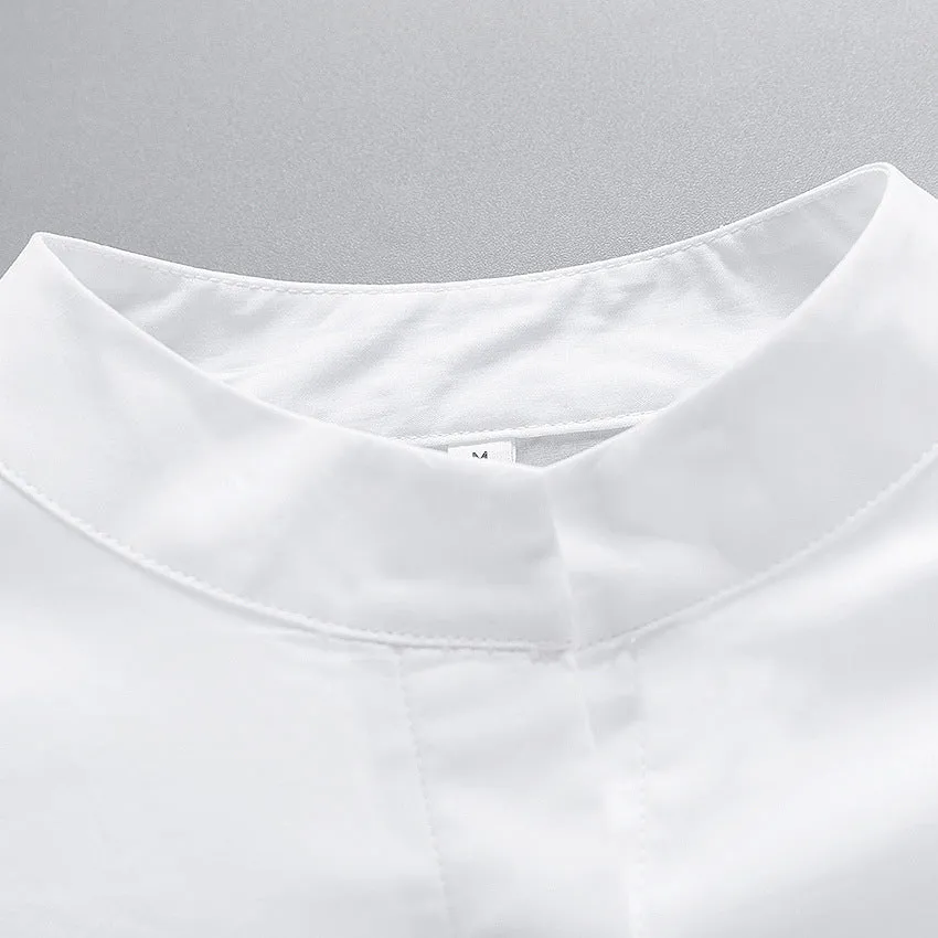 Shoulder Padded Single-breasted Shirt Pocket Tops