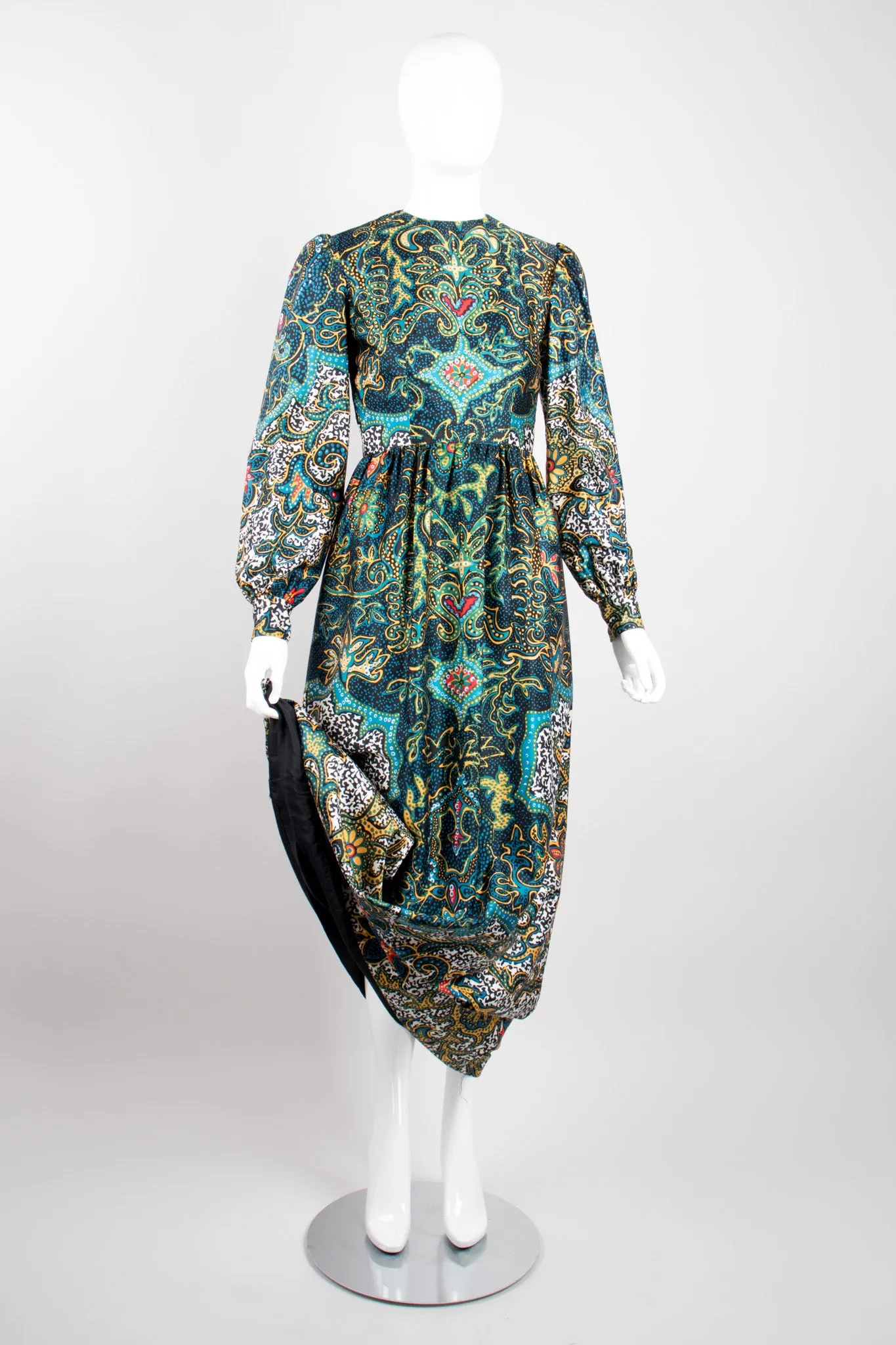 Silk Dotted Batik Print Dress