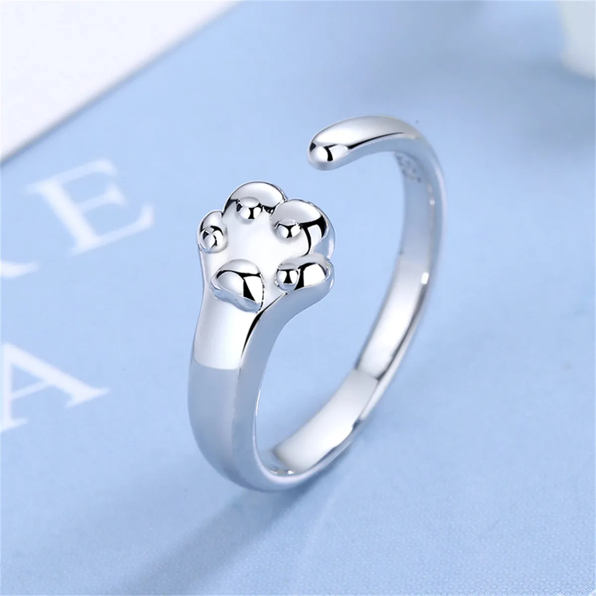 Silver-Plated Cat'S Paw Open Ring