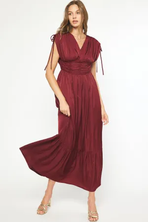 Sleeveless Satin Maxi Dress {Garnet}