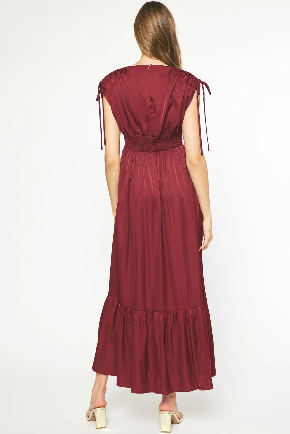 Sleeveless Satin Maxi Dress {Garnet}