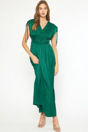 Sleeveless Satin Maxi Dress {Heather Green}