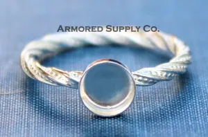 Sterling Silver 12mm Round Bezel Cup Dotted Ring blank