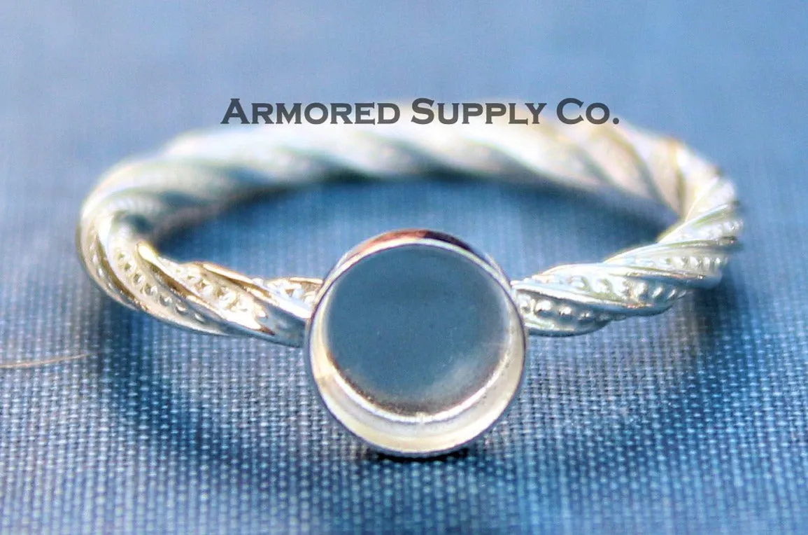 Sterling Silver 12mm Round Bezel Cup Dotted Ring blank