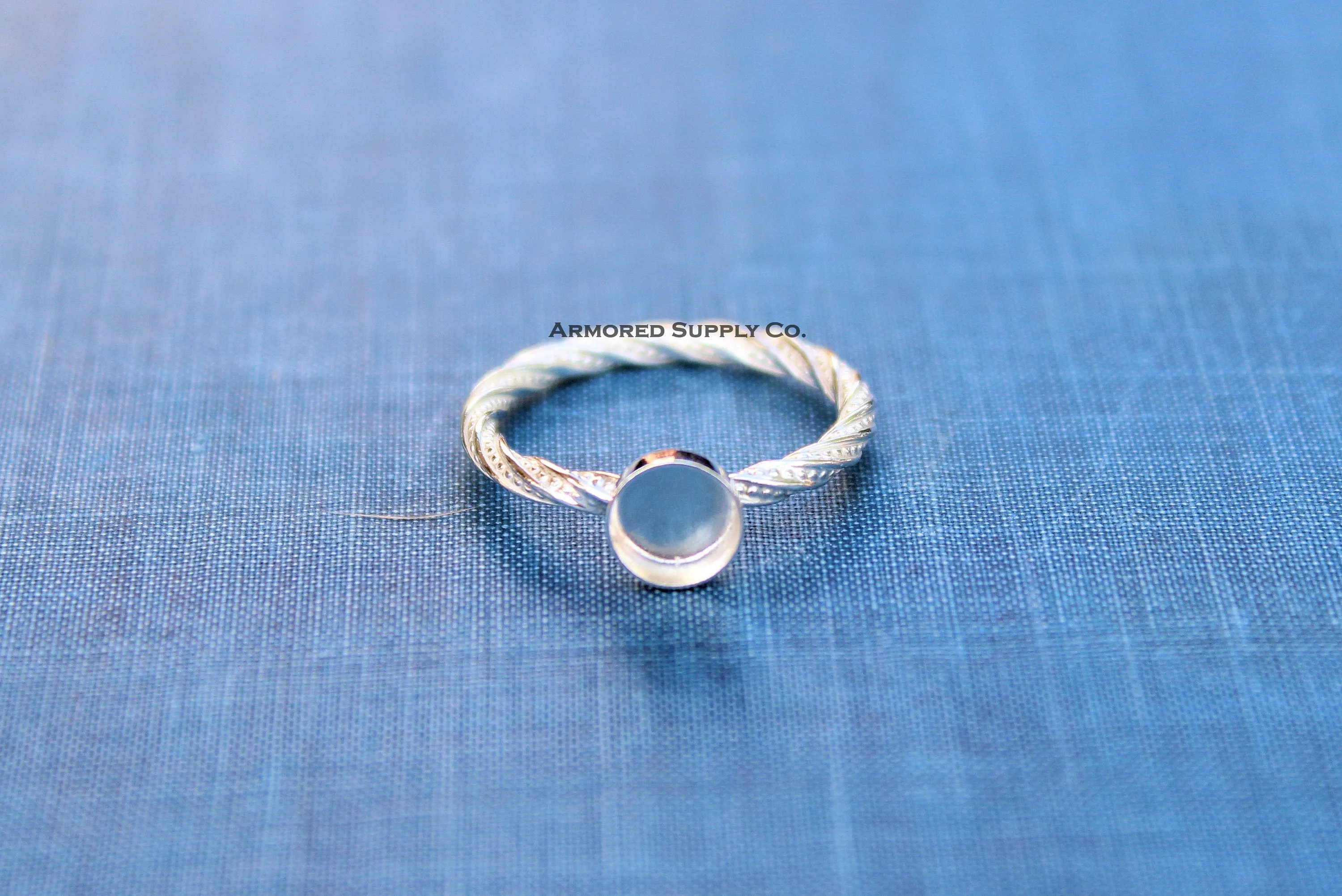 Sterling Silver 12mm Round Bezel Cup Dotted Ring blank