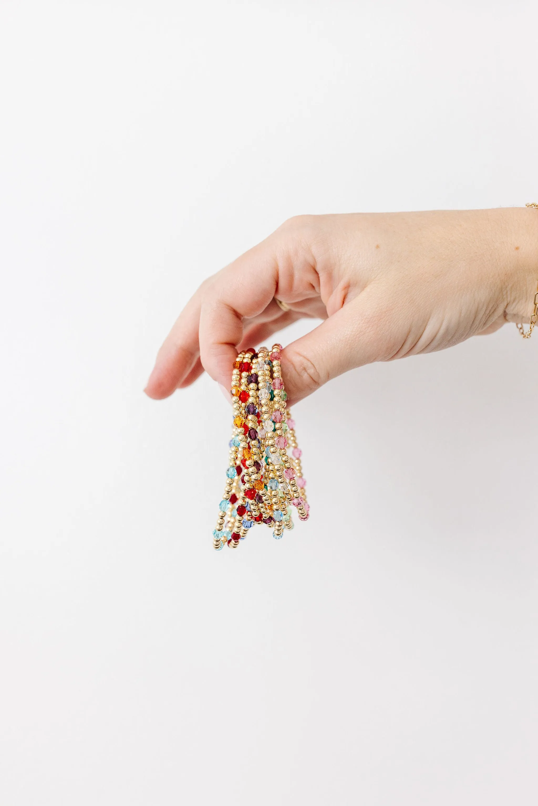Stretchy April Birthstone Adult Dotted Bracelet (3MM   4MM beads)
