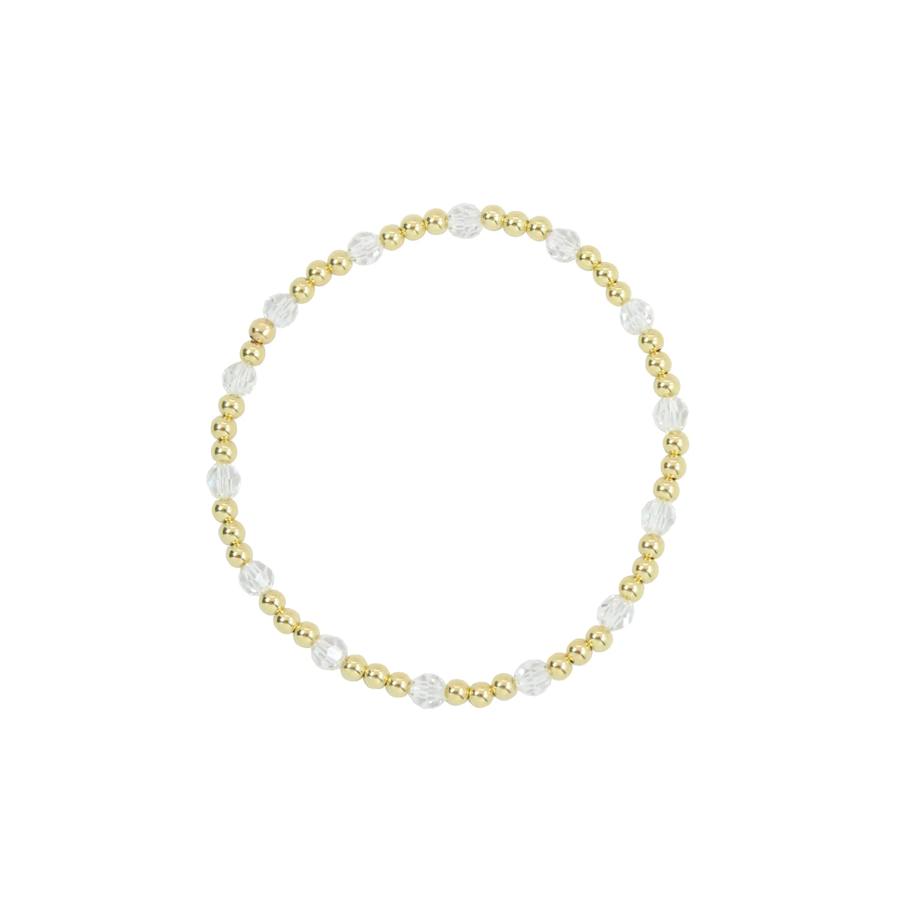 Stretchy April Birthstone Adult Dotted Bracelet (3MM   4MM beads)