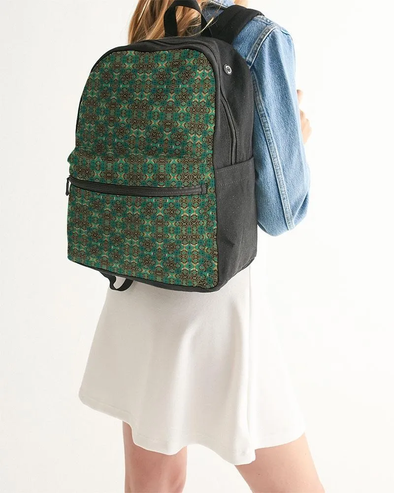 Teal African African Print Small Canvas Backpack