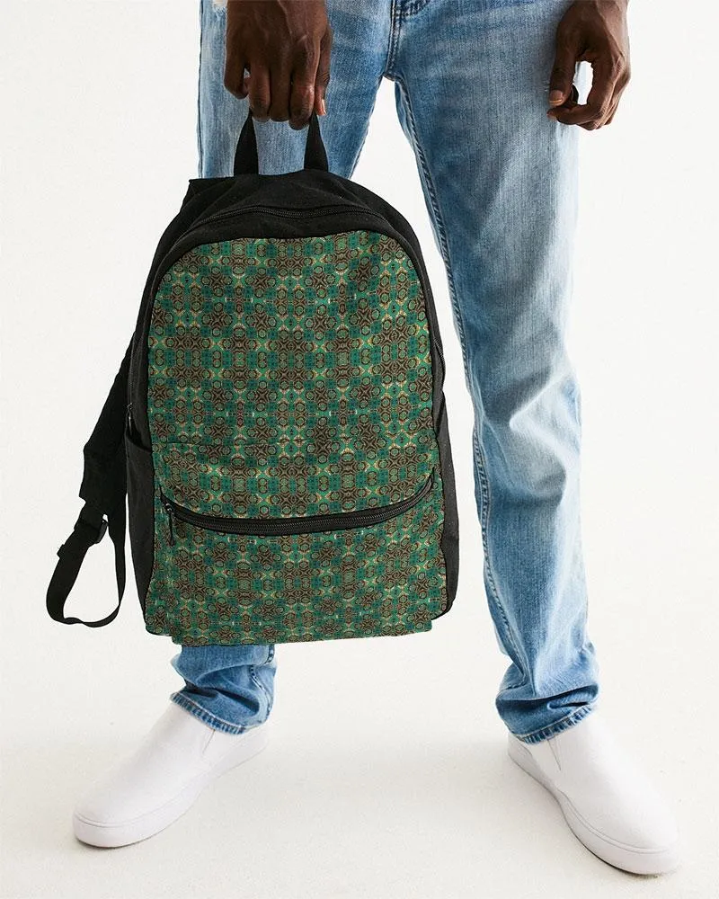 Teal African African Print Small Canvas Backpack