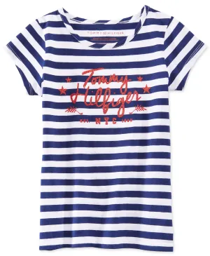 TH Big Girls Striped Glitter-Graphic T-Shirt
