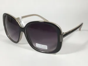 Tommy Hilfiger Janet Large Oval Sunglasses Two Tone Black And Tan Frame Gray Gradient Lens JANET WP OL90