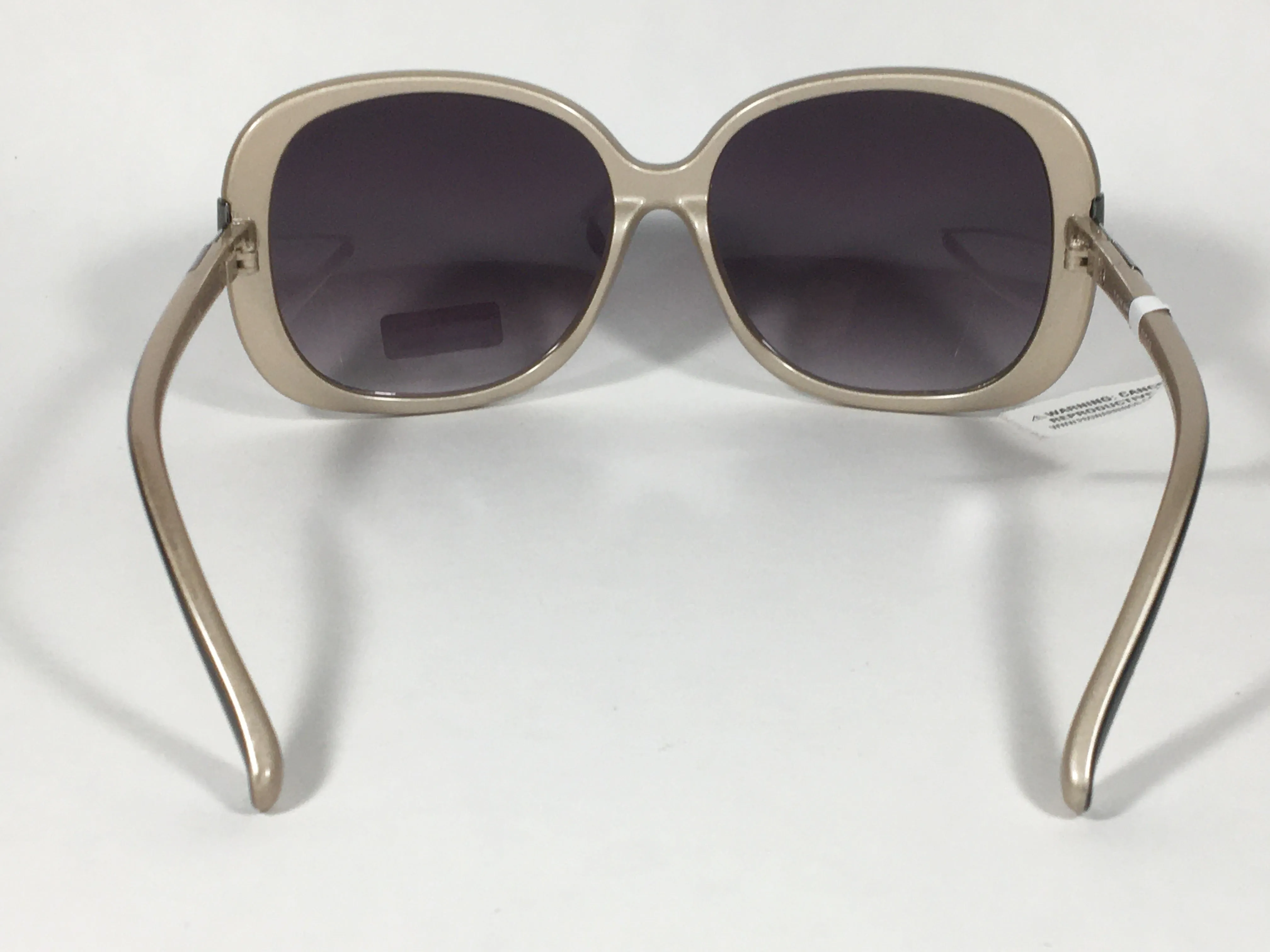 Tommy Hilfiger Janet Large Oval Sunglasses Two Tone Black And Tan Frame Gray Gradient Lens JANET WP OL90