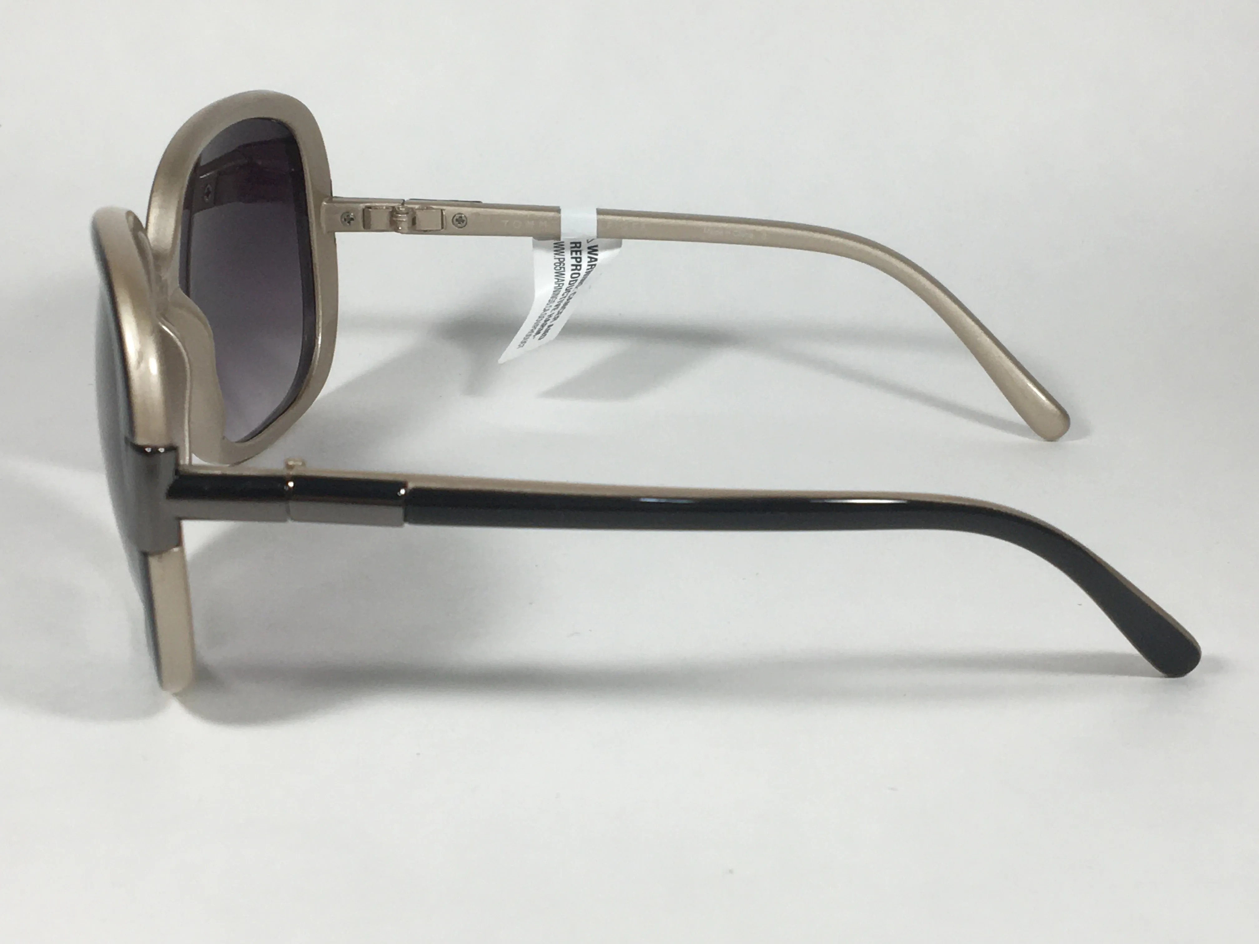 Tommy Hilfiger Janet Large Oval Sunglasses Two Tone Black And Tan Frame Gray Gradient Lens JANET WP OL90
