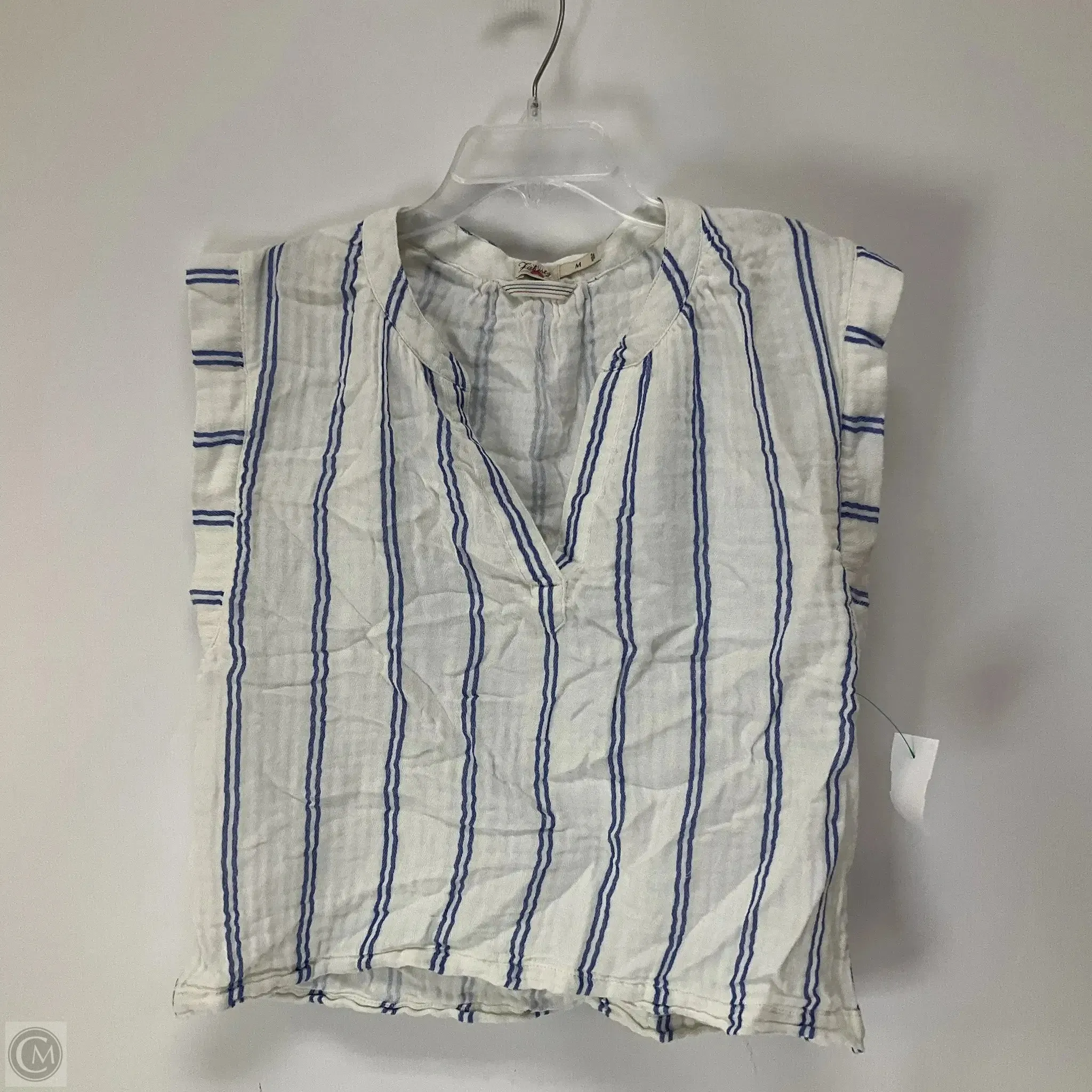 Top Sleeveless By Faherty In Blue & White, Size: M