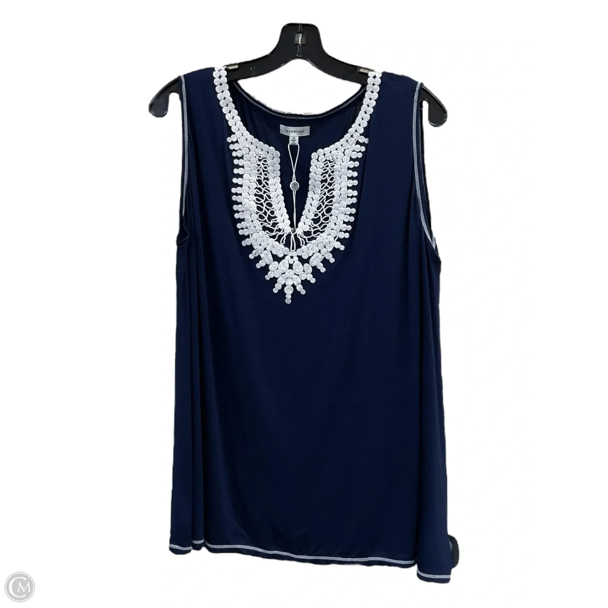 Top Sleeveless By Max Studio In Blue, Size: 1x