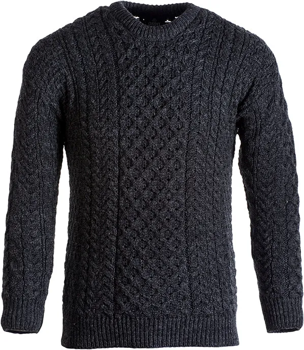 Unisex Worsted Wool Crew Neck Jumper by Aran Mills - 2 Colours