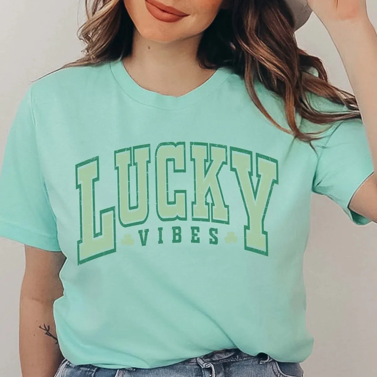 Varsity Letter Lucky Vibes Tee