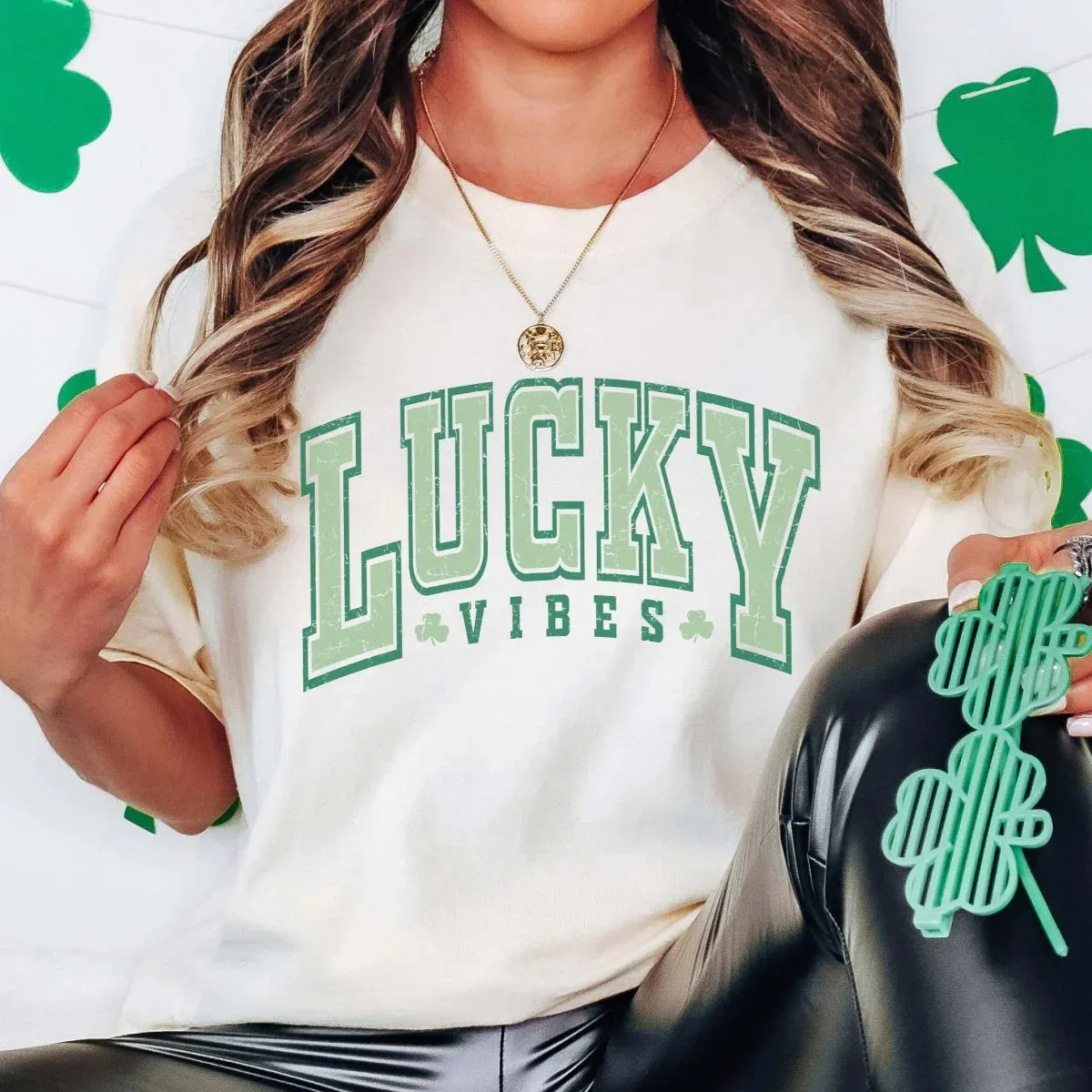 Varsity Letter Lucky Vibes Tee