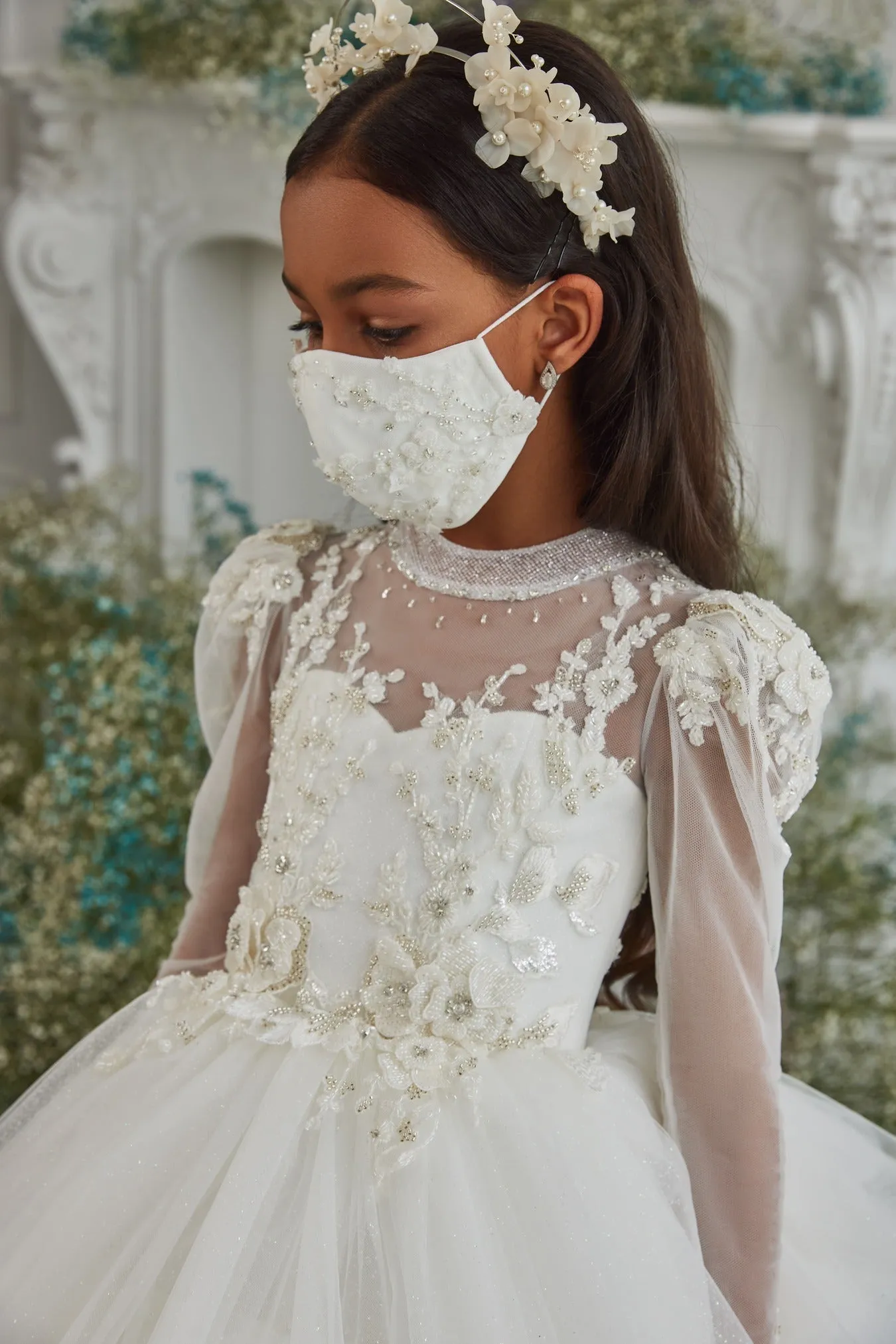 Victoria Chic Ruffled Junior Bridesmaid Gown with Sleeves