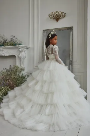 Victoria Chic Ruffled Junior Bridesmaid Gown with Sleeves