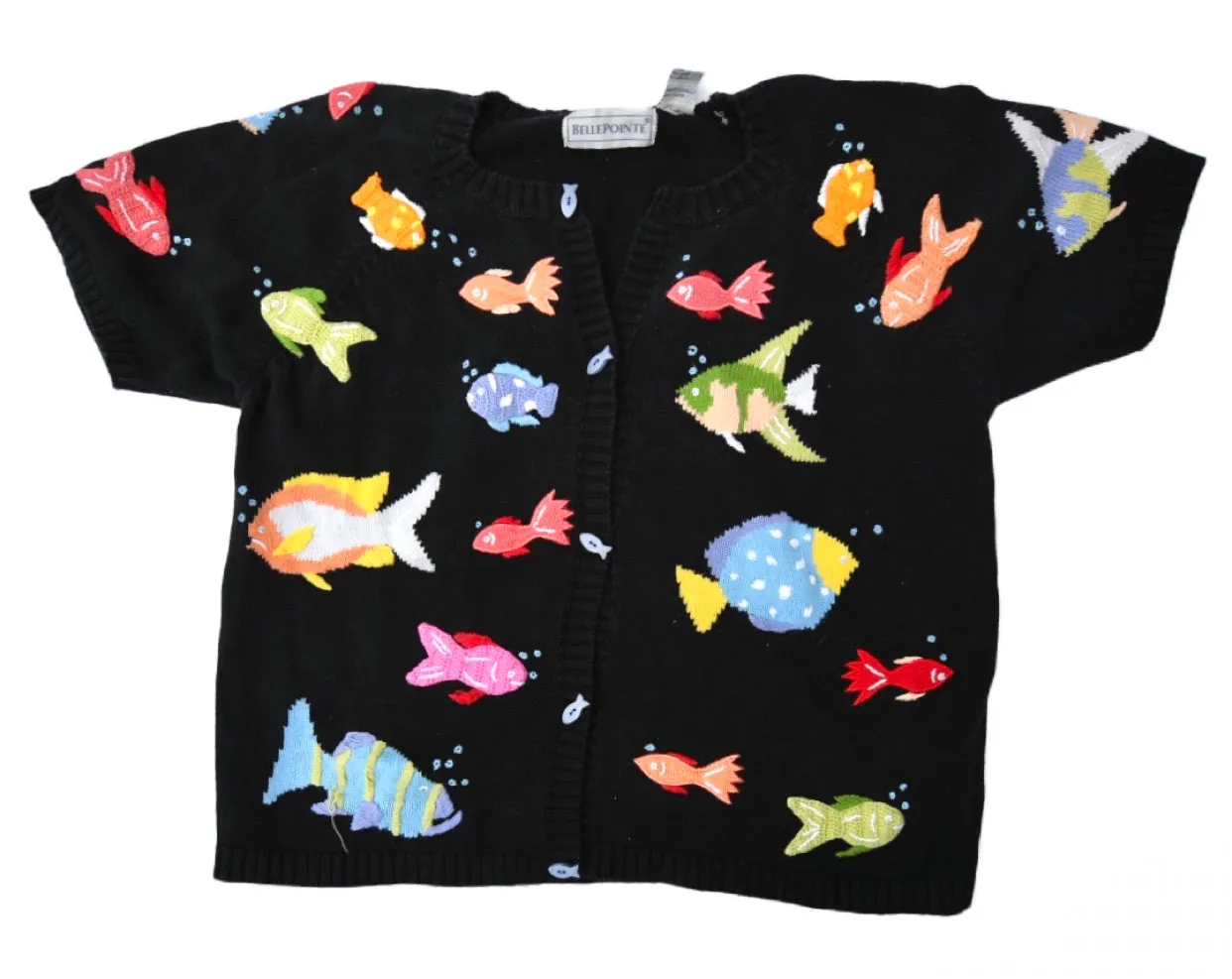 Vintage Belle Pointe Fish Shortsleeved Knitwear Sweater