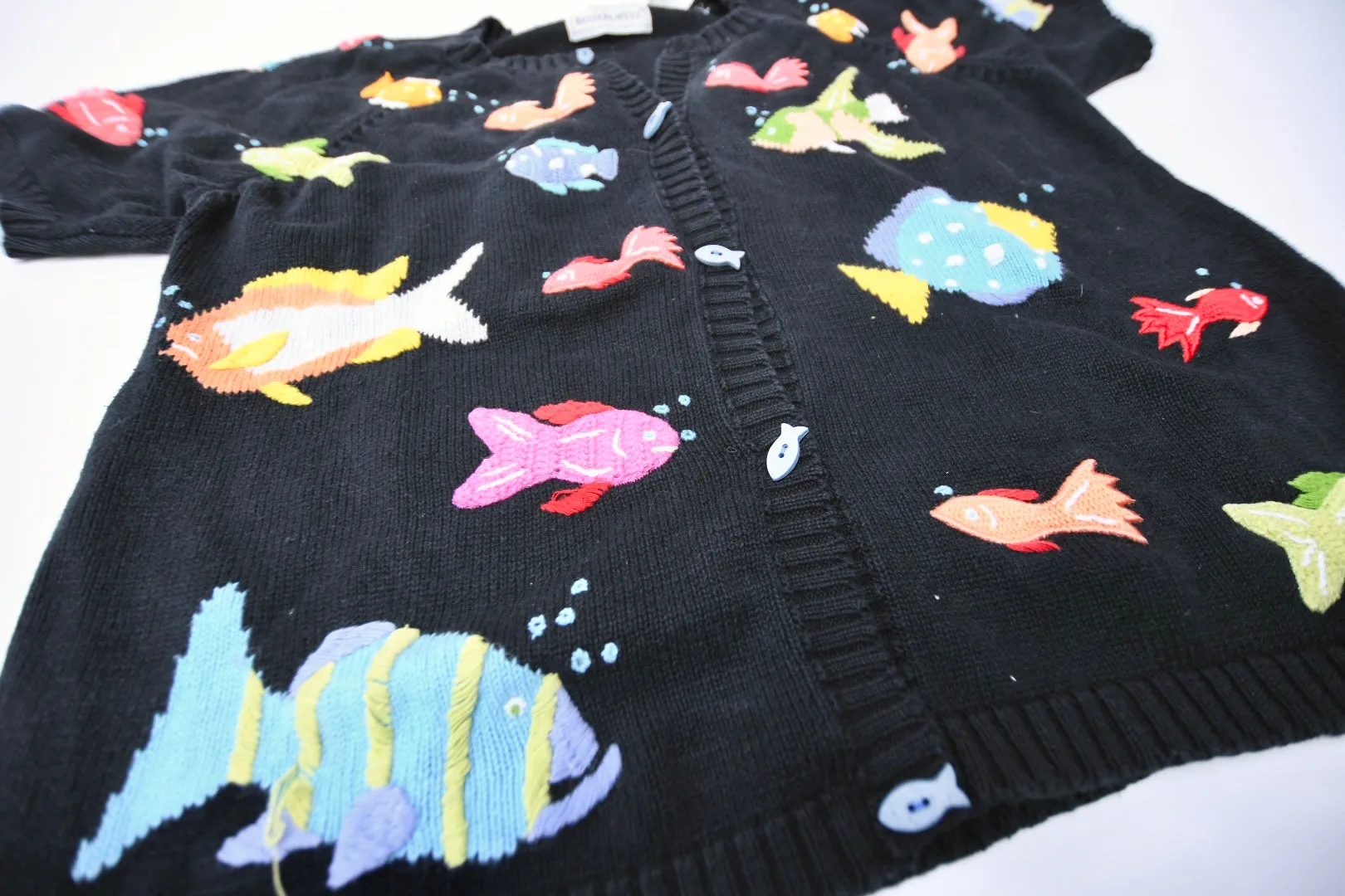 Vintage Belle Pointe Fish Shortsleeved Knitwear Sweater