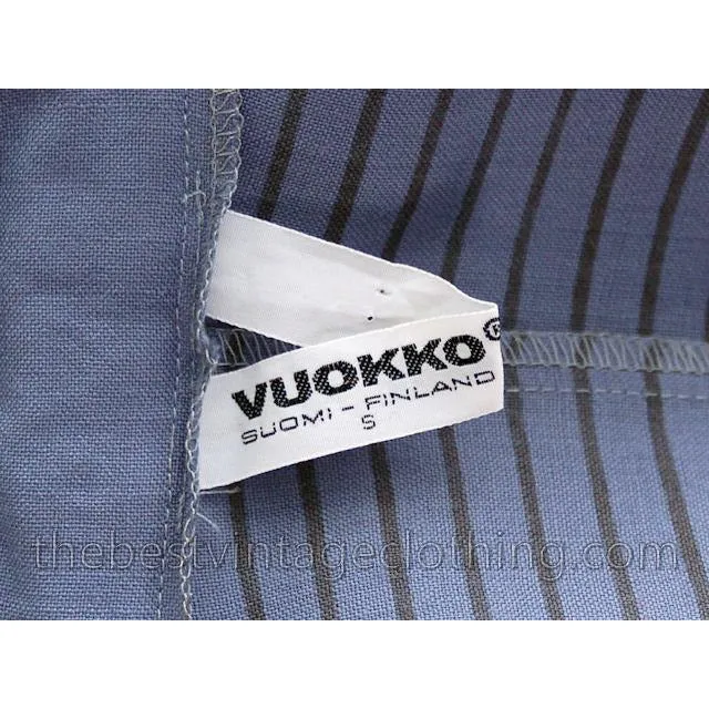 Vintage Vuokko Suomi Finland Fine Blue Wool Dress 1970s S