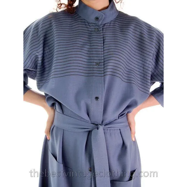 Vintage Vuokko Suomi Finland Fine Blue Wool Dress 1970s S