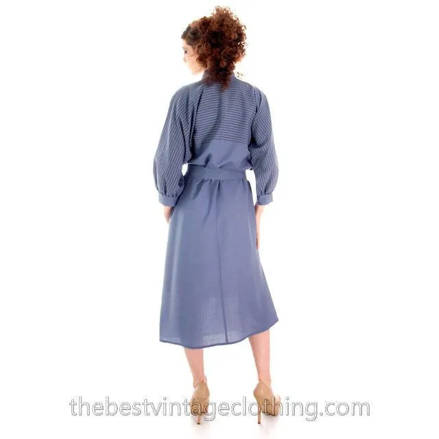Vintage Vuokko Suomi Finland Fine Blue Wool Dress 1970s S