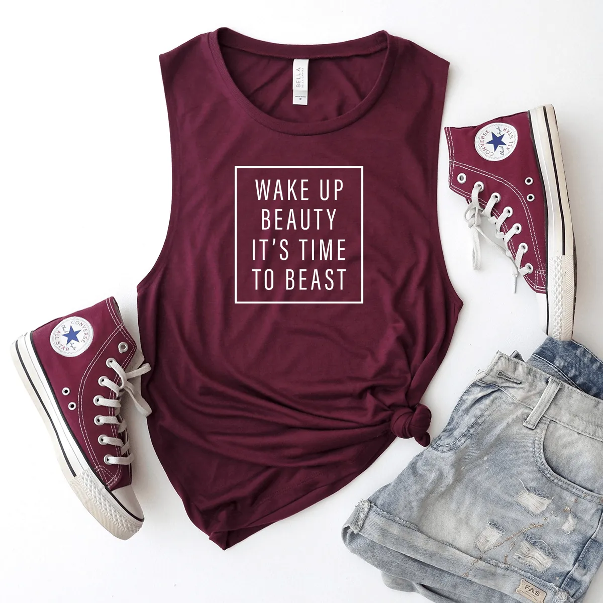 Wake Up Beauty It's Time to Beast - Bella Canvas Tank Top