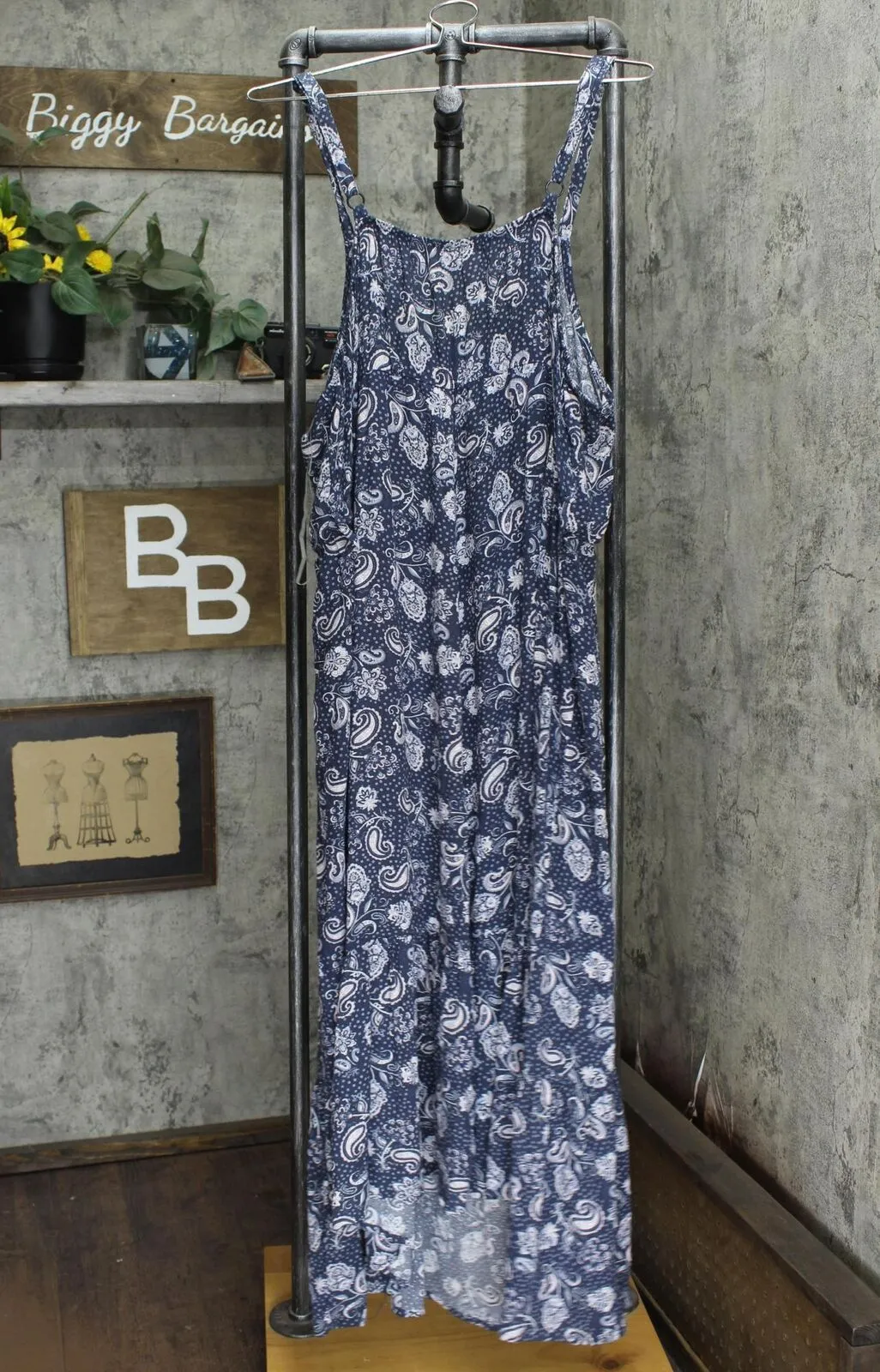 Wallflower Juniors' Plus Size Belted Peasant Maxi Dress W9U12637P Blue 3X