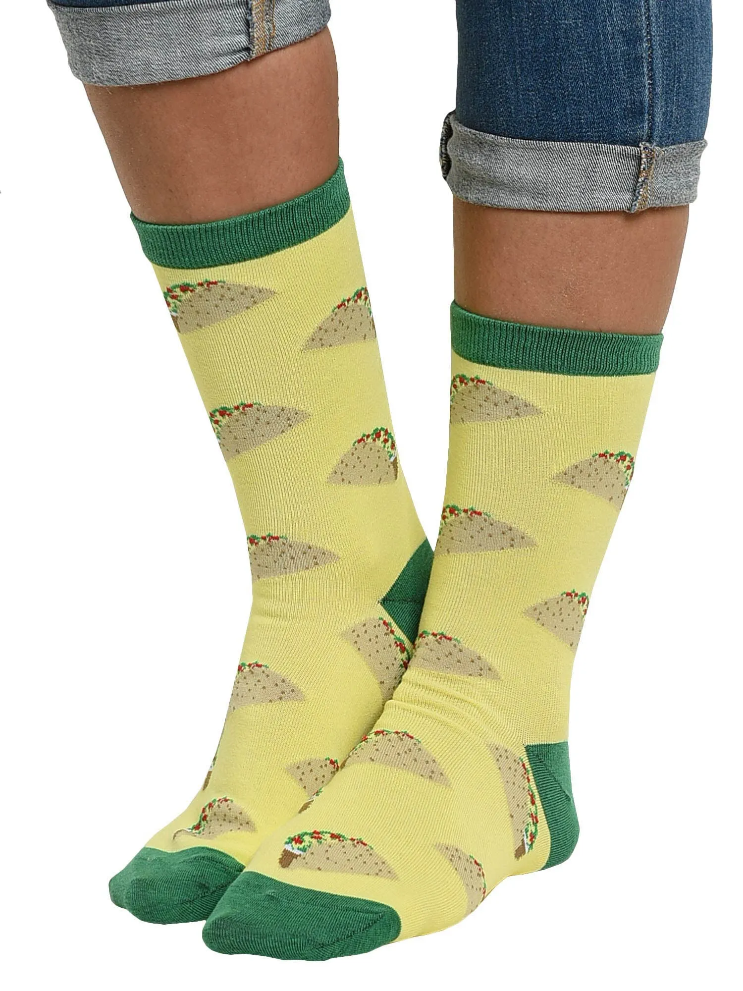 Women's All-Over Print Tacos & Sushi Sashimi Fun Novelty Food Socks (2 Pair)