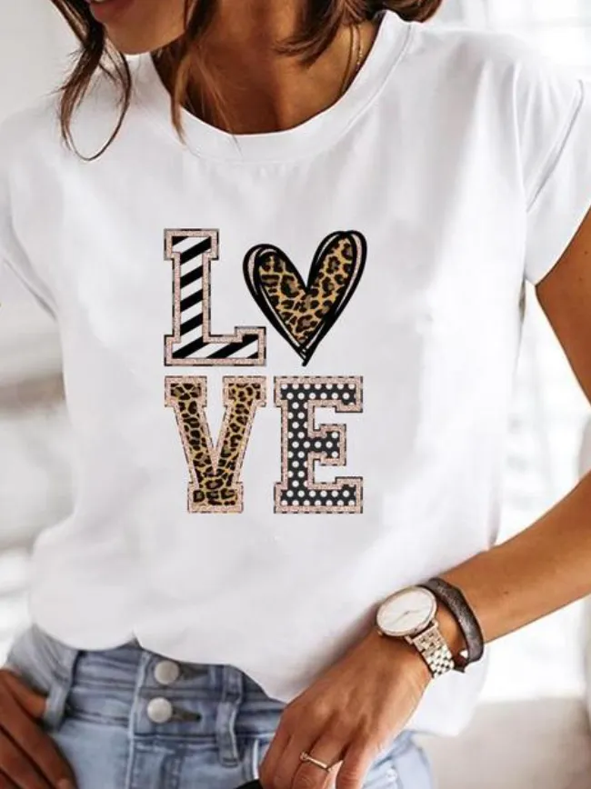 Women's Casual Round Neck Printed T-shirt | White