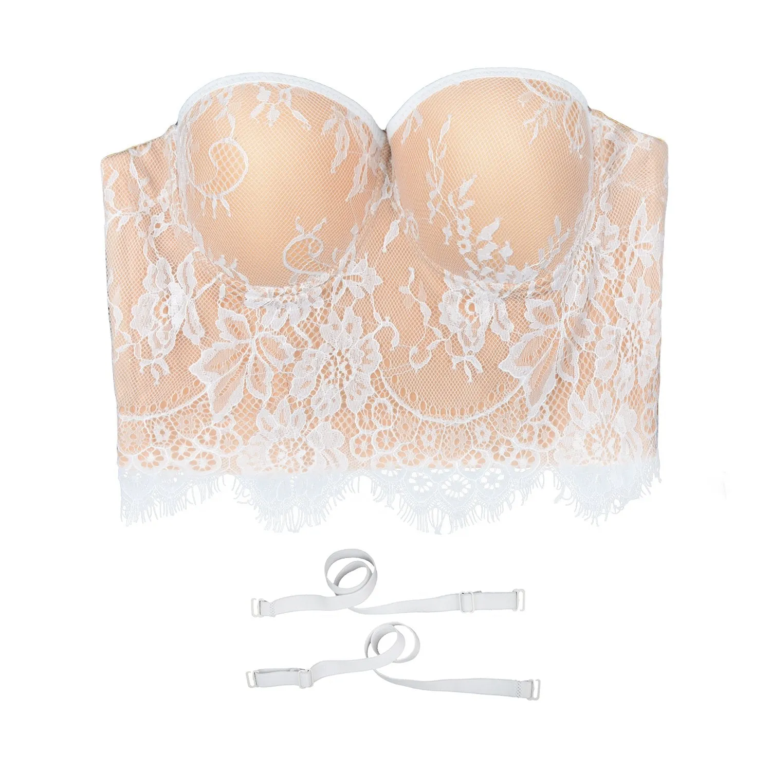 Women's Floral Lace Bustier Crop Top Gothic Corset Bra Tops Khaki
