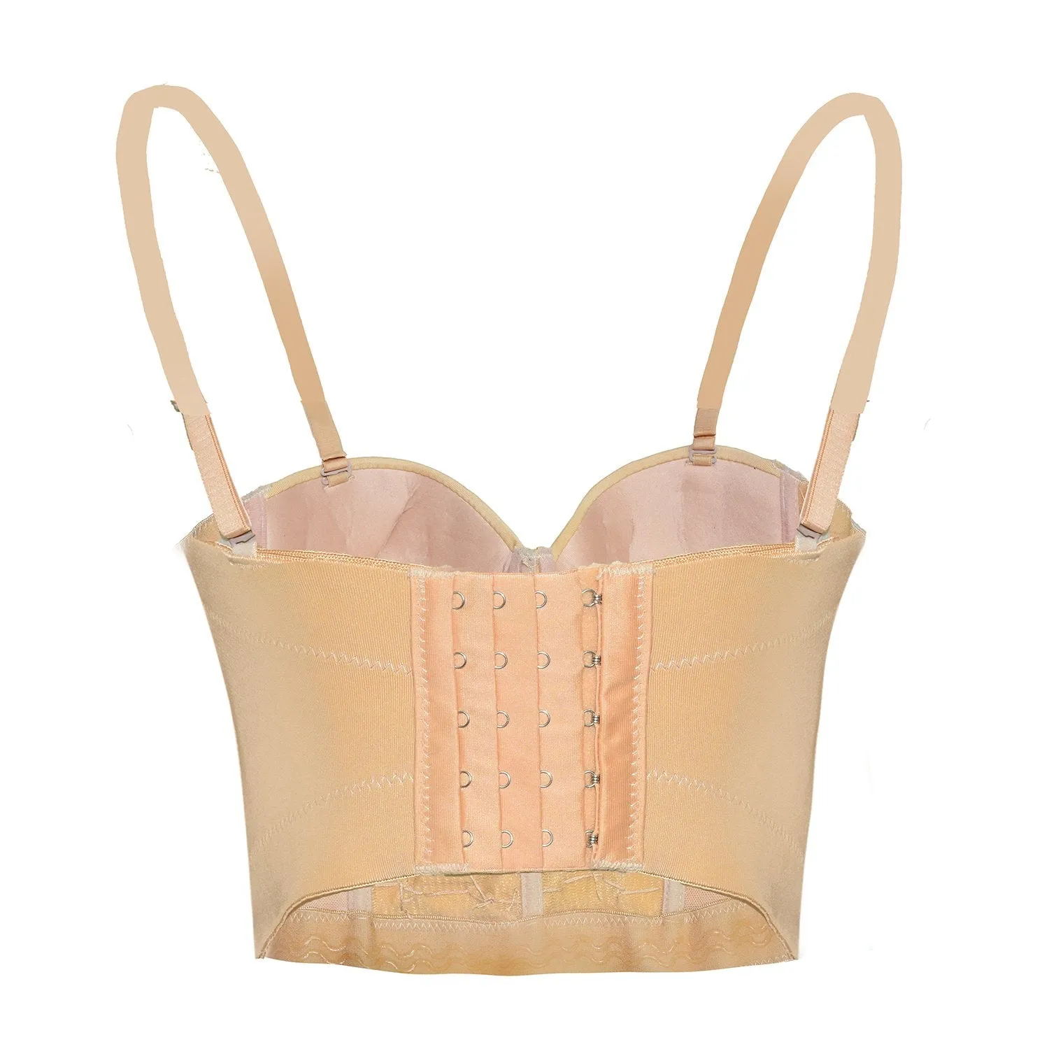 Women's Gold Rhinestone Beaded Punk Bustier Crop Top Party Club Corset Bra