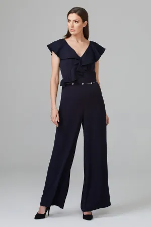 Women's Joseph Ribkoff | Ruffled Cape Sleeve Jumpsuit | Midnight Blue