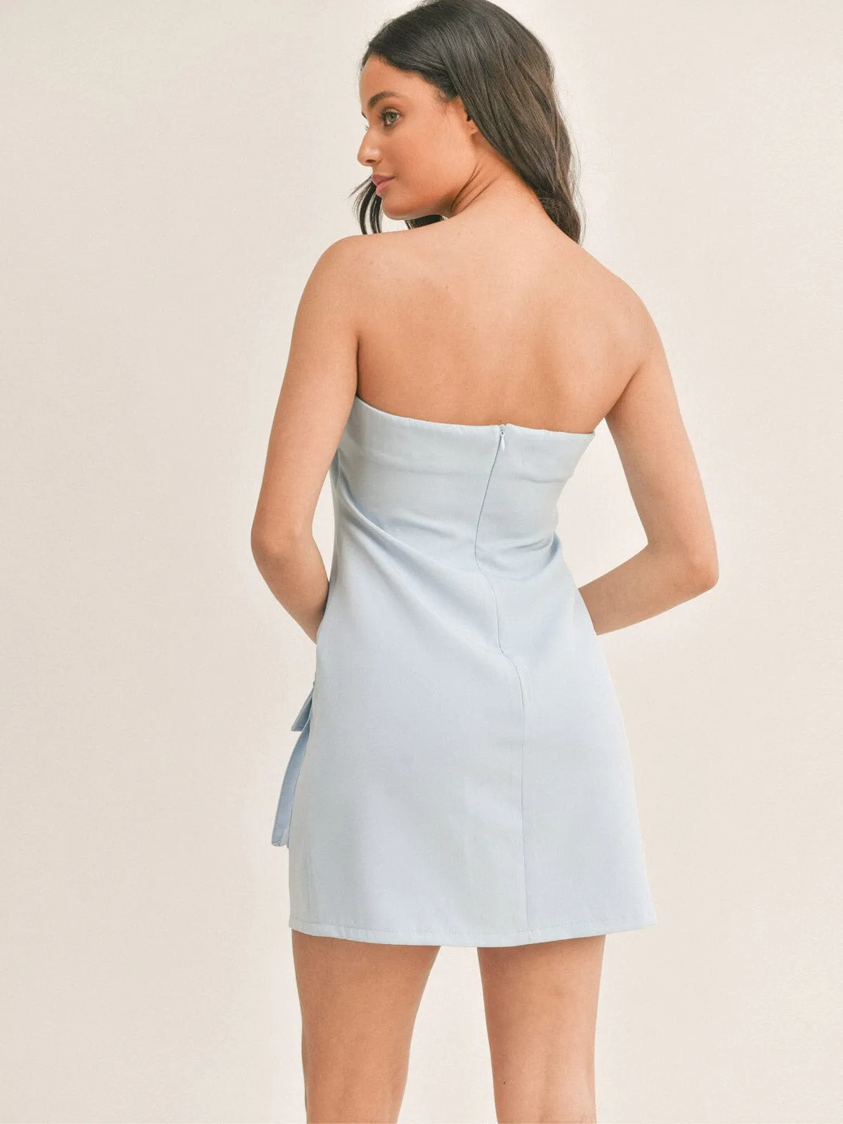 WOMEN'S SLEEVELESS FRONT POCKETS BELTED TUBE BODYCON MINI DRESS