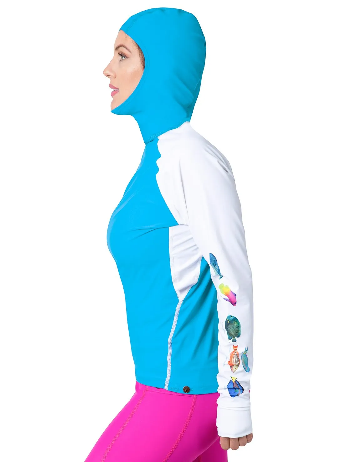 Women's Snorkel Hoodie Rash Guard - Caribbean Fish ID - Hawaii