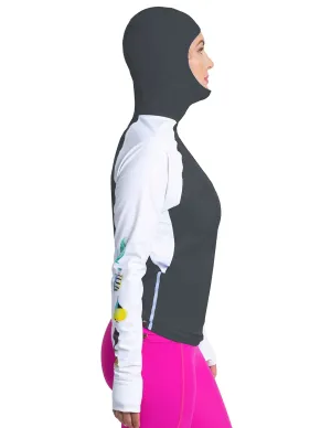 Women's Snorkel Hoodie Rash Guard - Hawaii Fish ID - Gray