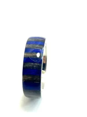 Wooden Ring | Gray and Blue Birchwood Ring