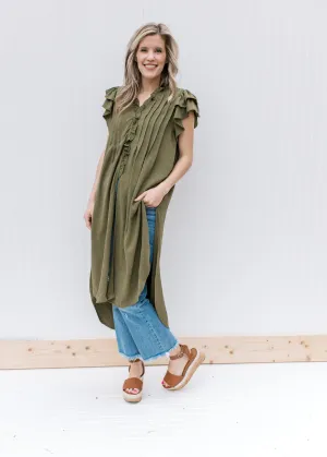 X Olive Ruffled Tunic