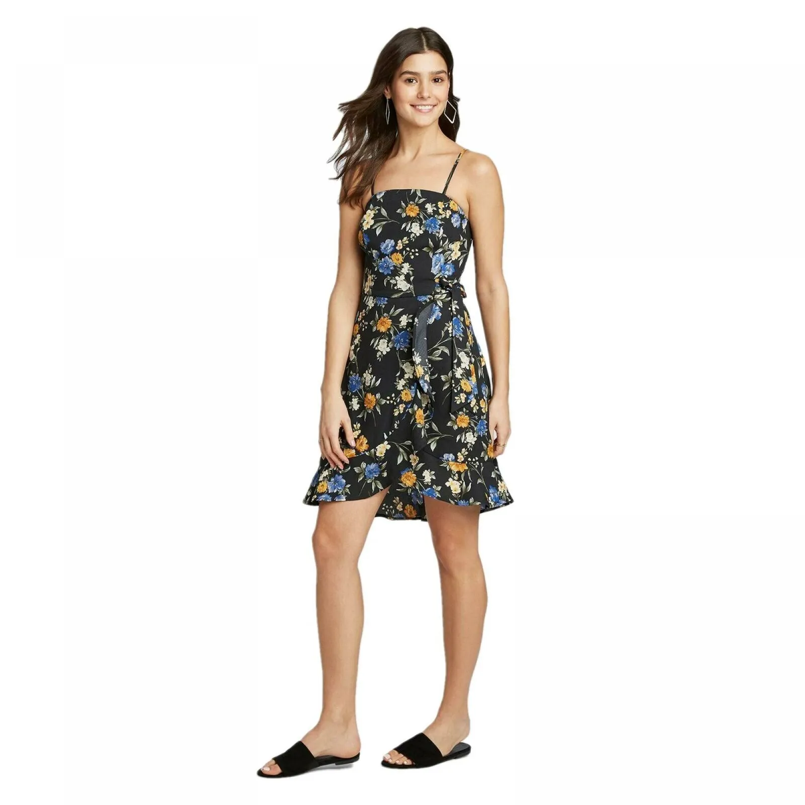 Xhilaration Women's Floral Print Sleeveless Wrap Dress