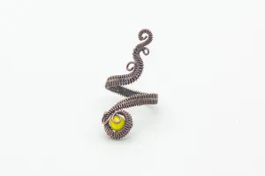 Yellow Fused Glass Adjustable Ring