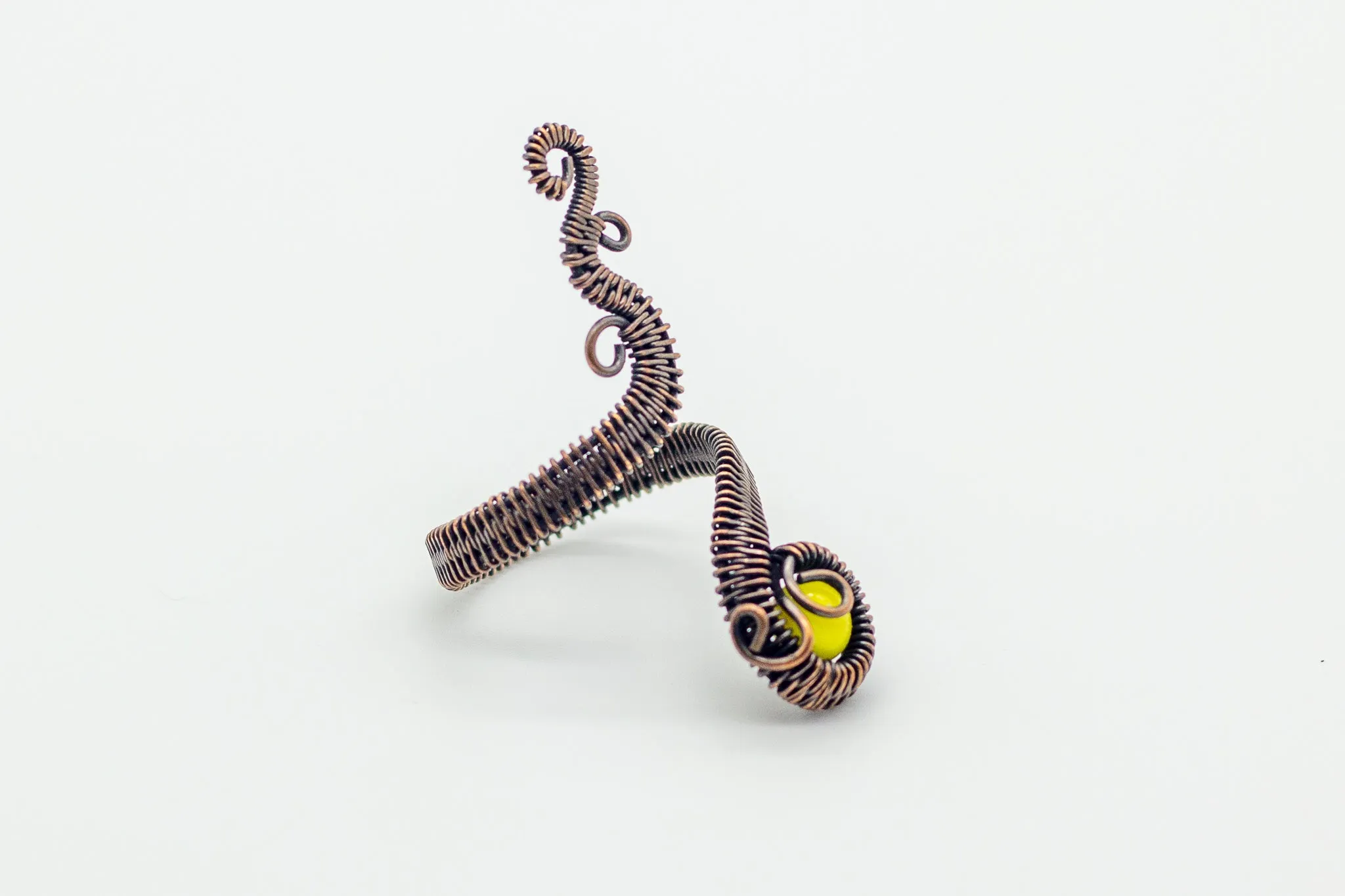Yellow Fused Glass Adjustable Ring